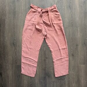 AMOUR‎ VERT NWT Anissa Silky Cupro Tie Waist Crop Pants Pink Small Minimalist